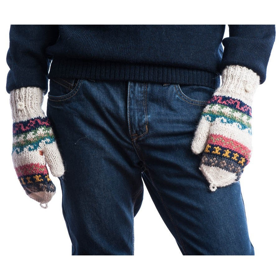 Guantes manoplas coloridas - Talla M - Blanco 